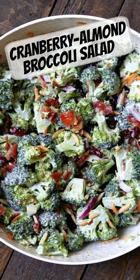 Cranberry Recipes Healthy, Almond Broccoli, Broccoli Salad With Cranberries, Best Broccoli Salad Recipe, Salad Broccoli, Cranberry Salad Recipes, Christmas Salad Recipes, Salad Keto, Crispy Prosciutto