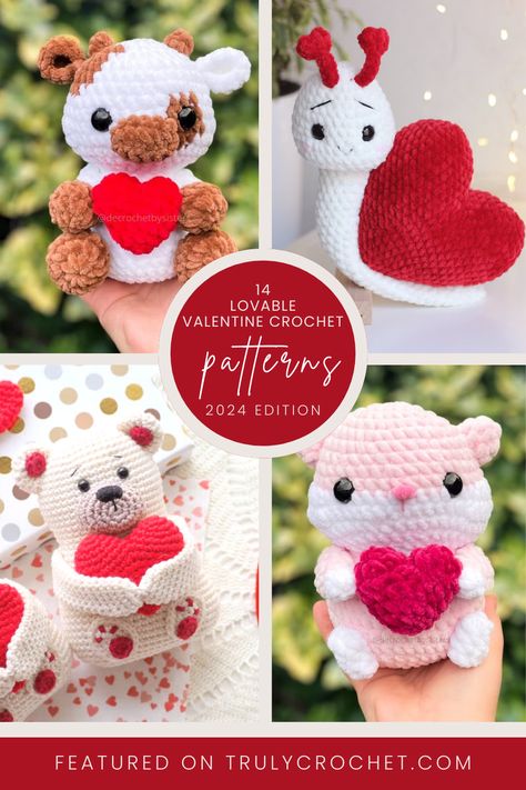 Crochet Ideas Valentines Day, Crochet Valentines Day Amigurumi Patterns Free, Valentine’s Day Crochet Patterns, Valentines Day Crochet Patterns Free, Baby Yarn Projects, Valentines Day Crochet Patterns, Valentines Crochet Ideas, Valentine Crochet Patterns, Valentine Crochet