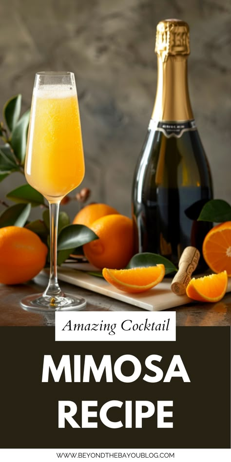 Bright, bubbly, and oh-so-refreshing! 🍊🥂 Perfect for brunch or any celebration. Get this easy mimosa recipe at Beyondthebayoublog.com! Mimosa Pitcher Recipe Brunch, Easy Mimosas Recipe, How To Make Mimosas Champagne, Mimosa Drinks Recipes, Mimosa Pitcher Recipe, Orange Mimosa Recipe, Easy Mimosa Recipe, Fizzy Mocktails, Mimosa Recipe Easy