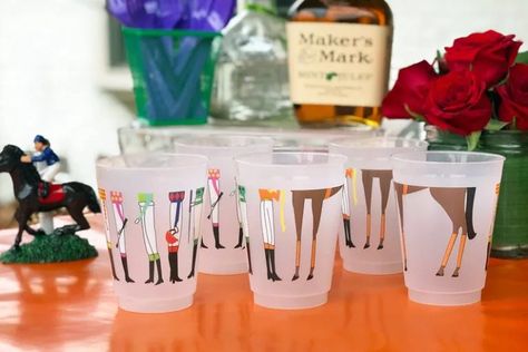 A Different Kind of Derby Party - 2020 Kentucky Derby Party Picks from Etsy - Decidedly Equestrian Custom Party Cups, Mint Julep Bar, Derby Party Decorations, Horse Jockey, Ky Derby, Light Blue Plaid, Frosted Cup, Horse Dress, Kentucky Derby Party