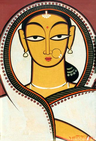 Woman In White - Jamini Roy - Bengal Art Painting by Jamini Roy | Buy Posters, Frames, Canvas & Digital Art Prints | Small, Compact, Medium and Large Variants Jamini Roy Paintings, Bengal Art, Jamini Roy, Mural Art Design, Bengali Art, Woman In White, Large Art Prints, Indian Folk Art, Indian Artist