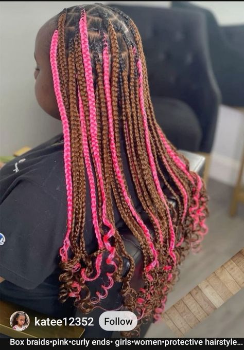 Box Braids Pink, Braids Pink, Hairstyle Natural Hair, Biracial Hair, Growth Hair, Protective Hairstyle, Long Natural Hair, Long Braids, Black Braids