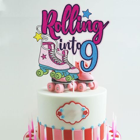 Retro Theme Cake, Roller Skating Cake Ideas, 9 Birthday Cake, 11th Birthday Ideas, Roller Skate Cake, Skate Cake, Cake Ideas For Boys, 9 Cake, 9th Birthday Cake