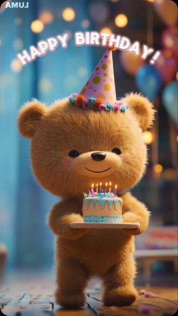 Marta AI art on Instagram: "🌟 Happy Birthday 🌟

🎉🐻 Sending the sweetest birthday wishes from our teddy bear friend to someone they adore! May your day be filled with joy, love, and cuddles. Happy Birthday! 🎂❤️

#HappyBirthday #TeddyBearLove #SpecialDay #BirthdayWishes #CutenessOverload #birthday #teddy #teddybear #celebration #midjourney #lumadreammachine #luma_ai #aigenerated #artificialintelligence #aivideo" Happy Birthday Live Wallpaper, Birthday Wishes For Kids Boys, Sikh Couple, Bakgerand Photo, Happy Birthday Gif Images, Special Happy Birthday Wishes, Happy Birthday Wishes Song, Animated Happy Birthday Wishes, Cute Teddy Bear Pics