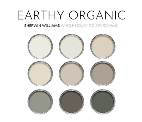 Earthy Boho Sherwin Williams Paint Palette, Neutral Interior Paint Col – Millie Hart Interiors Rustic Paint Colors Schemes Kitchen, Natural Tones Color Palette, Boho Laundry Room Paint Colors, Natural Paint Colors Earth Tones, Earthy Paint Palette, Earth Tone Bathroom Colors, Neutral Earth Tone Color Palette, Earthy Kitchen Colors, Cozy Neutral Paint Colors