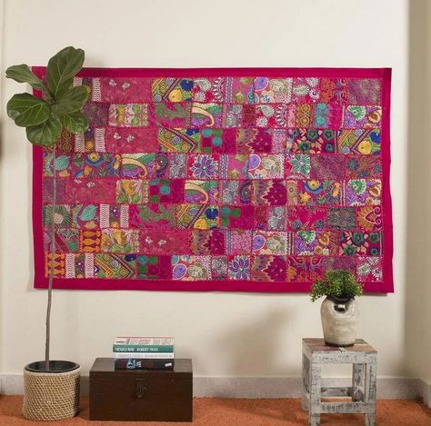 Patchwork Decor, Patchwork Tapestry, Decor Backdrop, Bohemian Wall Tapestry, Pink Patchwork, Large Tapestries, Boho Tapestry, Bohemian Wall Art, Handmade Table Runner