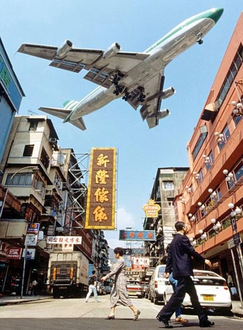 Kai Tak Airport. Hong Kong, 1990s Kai Tak Airport, Cathay Pacific, Fear Of Flying, Property Brothers, Hong Kong Travel, Walled City, A4 Poster, City Street, Bhutan