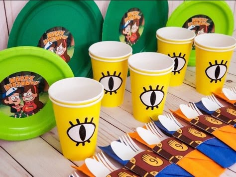 Gravity Falls Party, Gravity Falls Birthday, Fall Birthday Decorations, Fall Tableware, Gravity Falls Dipper, Fall Birthday Parties, Dipper And Mabel, Desenhos Gravity Falls, Birthday Labels