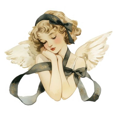 Clip Art Women, Wing Aesthetic Angel, Angle Aesthetic Art, Angel Aesthetic Art, Vintage Angel Aesthetic, Angel Illustration Art, Wings Aesthetics, Angels Drawing, Wings Aesthetic