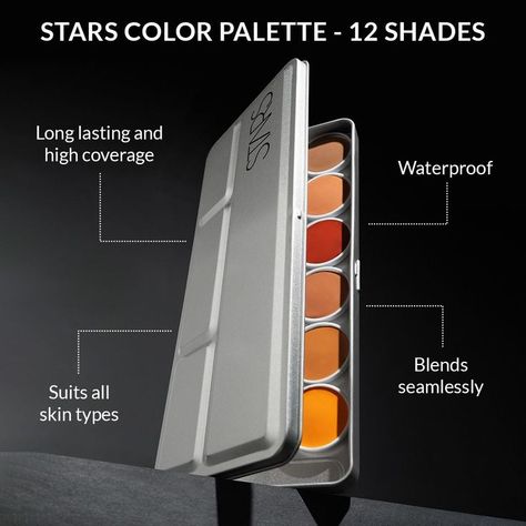 Stars Cosmetics India Concealer Palette, Album Design, Makeup Palette, Skin Type, Concealer, Skin Types, Color Palette, Benefits, Shades