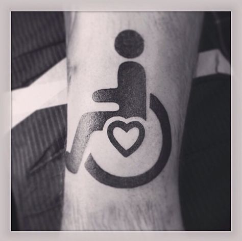 I love my daughter with several disabilities. She'll is 100% disabled and needs a wheelchair soon. This tattoo was a quick idea when I passed a nice tattoo shop called Seven Devils in Friedrichshain, Berlin. Love helps through taking care everyday and dedication to it means never to keep it as a secret, never to hide her and to never forget her once she's gone. Andrew Malvenda took the idea of combining a heart a wheel and came up with this. Thank you very much Resilience Tattoo, Tattooed Mom, Seven Devils, Love My Daughter, Atlas Tattoo, Wrist Tattoo Ideas, Pride Tattoo, Forget Her, Web Tattoo