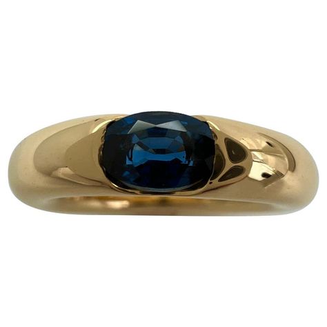 Vintage Cartier Deep Blue Sapphire Oval Ellipse 18k Yellow Gold Solitaire Ring For Sale at 1stDibs Yellow Gold Solitaire Ring, Sapphire Solitaire Ring, Yellow Gold Solitaire, Gold Solitaire Ring, Sapphire Solitaire, Gold Ring Sets, 18k Gold Ring, Sapphire Diamond Ring, 18k Yellow Gold Ring