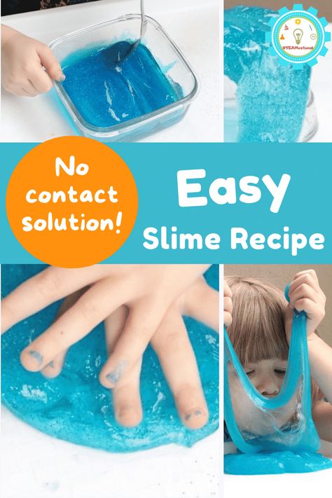 Easy Slime Recipe without Contact Solution (safe for kids!) Slime Recipe Without Contact Solution, Slime Without Contact Solution, Slime Recipe Cornstarch, Best Slime Recipe, Baking Soda Slime, Slime With Contact Solution, Borax Slime Recipe, Glitter Slime Recipe, Stretchy Slime