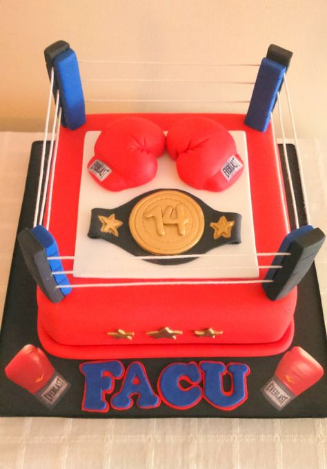 Torta ring de boxeo Mini Tortillas, Bday Cake, 7th Birthday, Birthday Cakes, Cake Ideas, Fondant, Naruto, Birthday Cake, Dessert