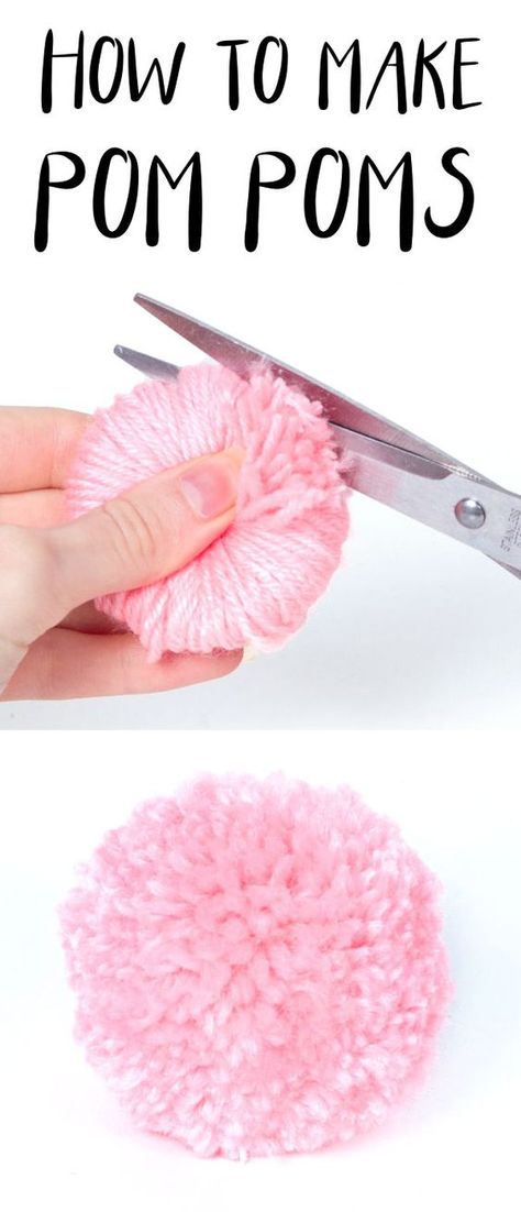 Pom pom craft tutorial, how to make pom poms, wool craft, diy instructions Make Pom Poms, Pompon Diy, Diy Pom Poms, Diy Wool, Diy Pom Pom, How To Make A Pom Pom, Hat Tutorial, Pom Pom Crafts, Diy And Crafts Sewing