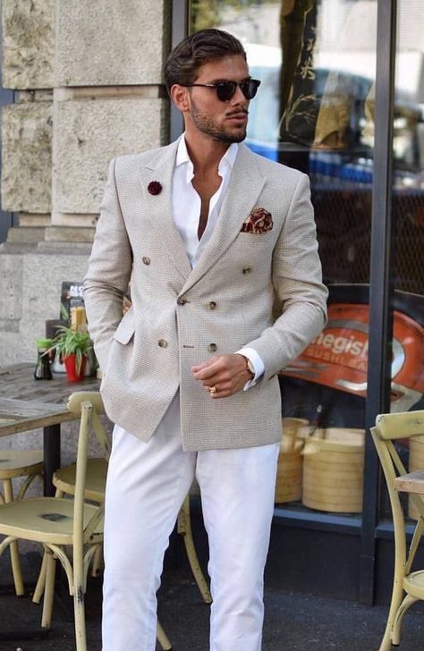 Beige Blazer Outfit Men, Dope Jackets, Stylish Mens Suits, Blazer Outfits Men, Mens Business Casual Outfits, Classy Suits, Classy Outfits Men, Male Style, Dress Suits For Men