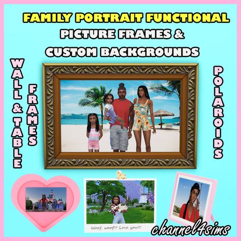 Sims Family Portrait, Sims 4 Family Portrait Mod, Sims 4 Functional Picture Frame, Family Photos Sims 4, Sims 4 Functional Photo Frame, Sims 4 Family Photo Mod, Sims 4 Picture Frame Cc, Sims 4 Cc Family Pictures, Sims 4 Family Pictures