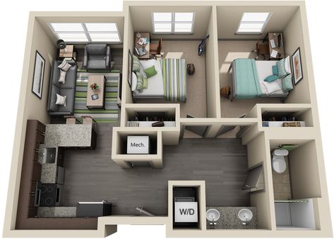 University Flats | UK Housing Apartment Blueprints, 2 Bedroom Apartment Floor Plan, Small Apartment Floor Plans, Studio Apartment Floor Plans, Quotes Workout, Casa Loft, Small House Layout, Interior Design Plan, Apartment Floor Plan