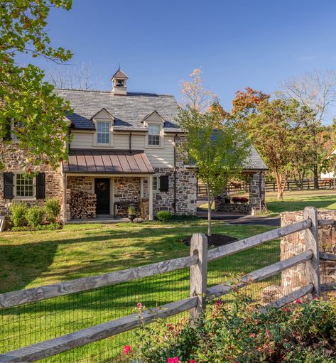 Twin Silo Addition in Doylestown | Period Architecture Ltd New Houses That Look Old Exterior, Stone Homes Exterior, Aesthetic Farmhouse Exterior, Stone Farmhouse Exterior, Updated Tudor, Old Stone Farmhouse, Stone House Exterior, Forever Aesthetic, Period Architecture