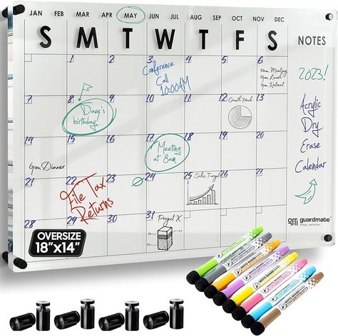 Clear Dry Erase Board, Home Command Center, Acrylic Calendar, Large Wall Calendar, Dry Erase Board Calendar, Office Calendar, Planner Board, Whiteboard Calendar, Calendar Board