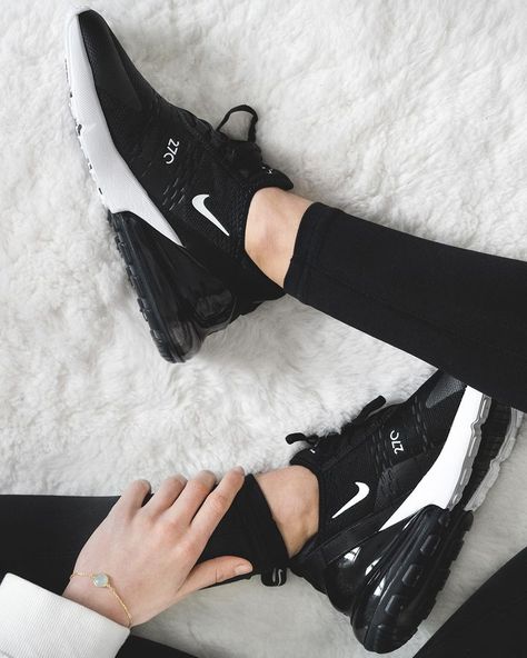 Nike 270 Black, Air Max 270 Black, Nike Air Max 270 Black, All Black Nikes, Nike 270, White Nike Shoes, Black And White Nikes, Black Nike Shoes, Nike Style