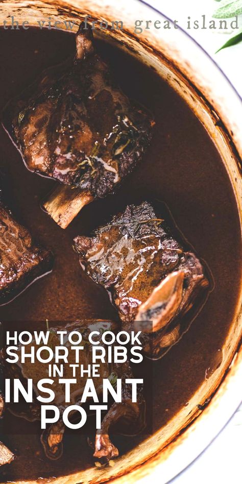 How to cook short ribs in the Instant Pot with step by step instructions. Make short ribs in a fraction of the time ~ adapt to any recipe! Short Rib Pressure Cooker Recipe, Instant Pot Rib Tips, Short Ribs In Instapot, Pressure Cook Short Ribs, Instant Pot Short Ribs Beef Bone In Easy, Beef Short Ribs Instapot, Keto Short Ribs Instant Pot, Bone In Short Ribs Instant Pot, Short Ribs Instant Pot Recipe