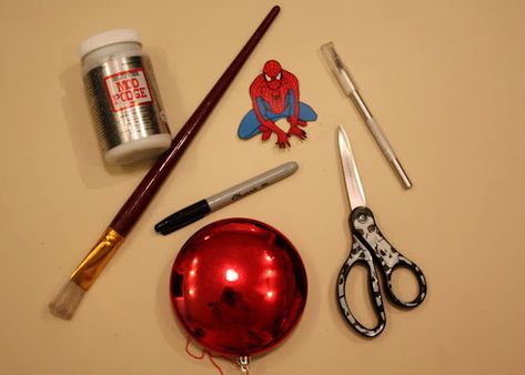 Thru My Peepers: Spiderman Christmas Ornament Diy Spiderman Ornaments, Spider Man Ornament Diy, Marvel Ornaments Diy, Spiderman Ornament, Hand Print Ornament, Spiderman Christmas, Handprint Ornaments, Semi Homemade, Diy Christmas Tree Ornaments