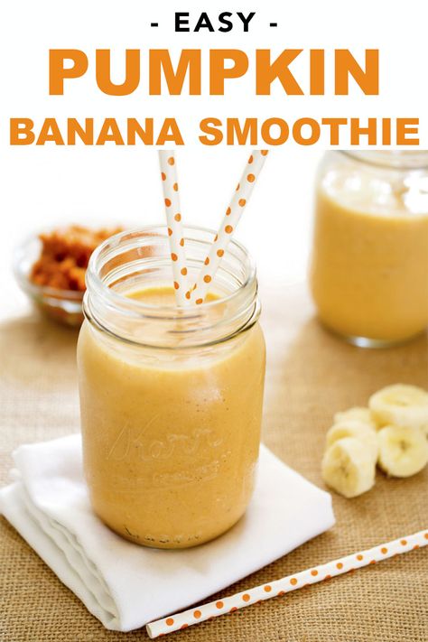 A super tasty healthy breakfast or snack with your favorite fall flavors! Packed full of protein and ready to eat in just 5 minutes! Kid friendly. | chefsavvy.com #smoothie #pumpkin #banana #fallsmoothie #halloween #recipe Smoothie Pumpkin, Tasty Healthy Breakfast, Healthy Recipes Desserts, Pumpkin Smoothie Healthy, Fall Smoothies, Pumpkin Yogurt, Banana Diet, Healthy Fiber, Pumpkin Smoothie