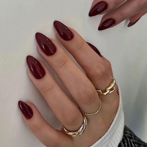 Classy Gel Nails Short Almond, Beginning Of September Nails, Fall Acyrilics Nails Almond, Dark Brown Acrylic Nails Almond, Spooky Classy Nails, Wine Burgundy Nails, Nail Color For Brunettes, Burgundy Nail Ideas Acrylic Almond, November Nails Solid Colors