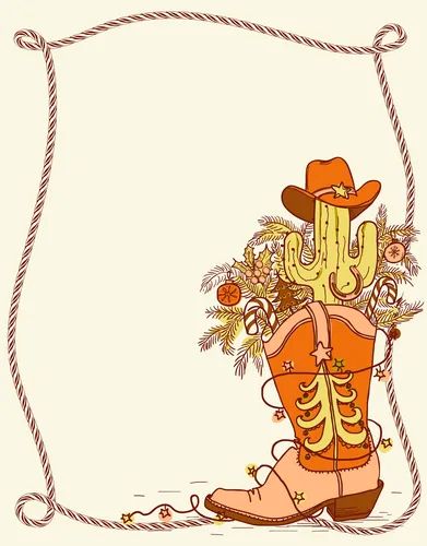 Cowboy christmas card with text and boot Vector Image Cowboy Western Aesthetic, Cowboy Christmas Cards, Cowboy Boots Illustration, Cowboys Sign, Cute Pumpkin Carving, Christmas Cowboy, Christmas Classroom Door, Christmas Phone Wallpaper, Cowboy Christmas