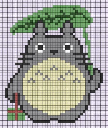 Totoro Pattern, Crochet Totoro, Modele Pixel Art, Graph Crochet, Pixel Art Templates, Pixel Crochet, Tapestry Crochet Patterns, Pola Kristik, Pixel Pattern