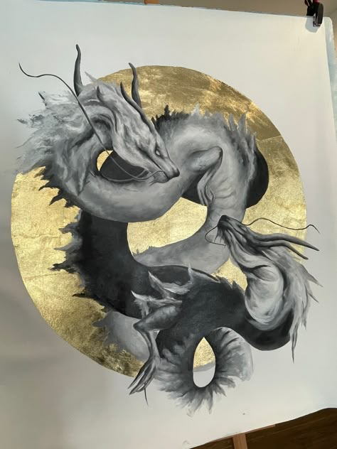 Dragon Painting Ideas On Canvas, Dragon Oil Painting, Canvas At Home, Yin Yang Dragons, How To Paint Rocks, Paint With Acrylics, Fall Canvas Painting, Art Deco Wall Art, Paint Rocks