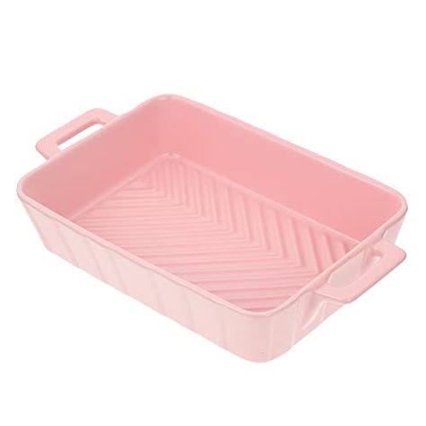 Hemoton Ceramic Baking Dish Lasagna Pans Nonstick Rectangular Baking Tray Casserole Dishes Porcelain Bakeware for Cooking Dinner Banquet Pink Cute Bakeware, Pink Food Tray, Ceramic Bakeware Set, Dinner Banquet, Lasagna Pan, Tiny Room, Ceramic Bakeware, Ceramic Baking Dish, Pink Foods