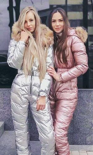 silver and pink suits | skisuit guy | Flickr Women Jackets Winter, Snow Outfits, Gold One Piece, Jumpsuit Winter, Down Suit, Ski Jumpsuit, Harajuku Street, Winter Suit, Jackets Winter