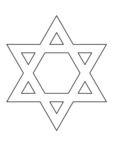 Star of David pattern. Use the printable outline for crafts, creating stencils, scrapbooking, and more. Free PDF template to download and print at http://patternuniverse.com/download/star-of-david-pattern/ Hanukkah Activities Preschool, Printable Outline, Jewish Symbol, The Star Of David, Jewish Crafts, Hanukkah Crafts, Star Outline, Printable Star, Hanukkah Decorations