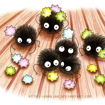 kawaii makkuro kurosuke and konpeito Soot Sprites, Studio Ghibli Movies, Ghibli Art, Ghibli Movies, My Neighbor Totoro, Hayao Miyazaki, Cute Little Things, 만화 캐릭터, Fanarts Anime