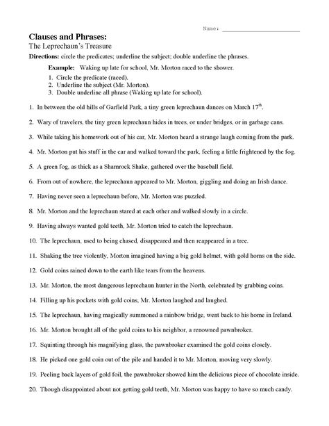 Phrases And Clauses Worksheet, Clauses Worksheet, Earth Worksheet, Phrases And Clauses, Infinitive Phrases, Sentence Worksheet, Run On Sentences, Late For School, English Grammar Rules