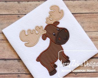 machine applique designs – Etsy Moose Applique, Applique Animals, Moose Nursery, Moose Quilt, Knit Dishcloth Pattern, Machine Applique Designs, Wool Felt Projects, Brother Embroidery, Applique Monogram