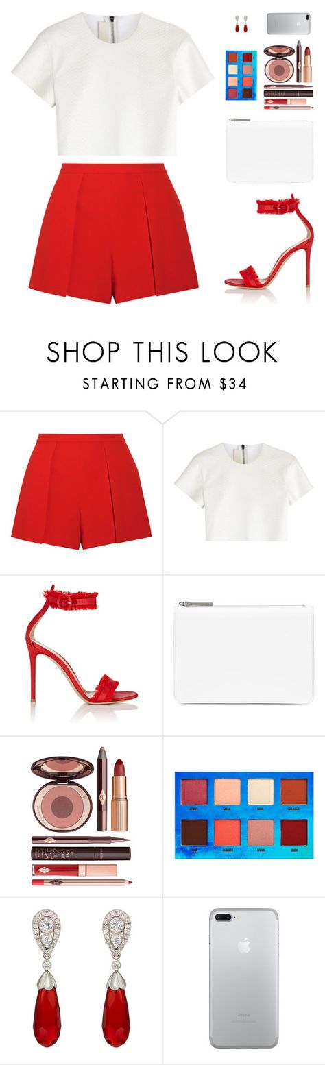 Camisa Manga Curta Branca; Shorts Vermelho; Sandália Duas Tiras Vermelho Neil Barrett, Amazing Outfits, Looks Chic, Style Chic, Work Attire, Charlotte Tilbury, Look Chic, Moda Fashion, Gianvito Rossi