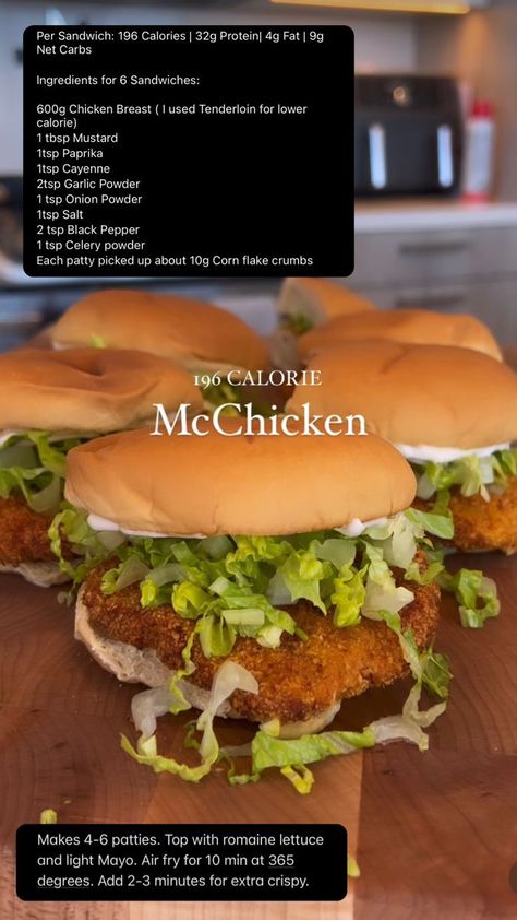 Low Calorie Mcchicken, Healthy Meals To Make At Home, Healthy Mcchicken, Cheat Day Food, Wonky Wonderful, I Lost 100 Pounds, Meals Ideas, Healthy High Protein Meals, Healthy Lunch Meal Prep