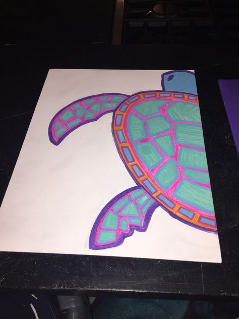 Turtle dz big little canvas Big Little Canvas, Posca Art, Sorority Crafts, Kids Canvas, Easy Canvas Painting, Delta Zeta, Canvas Crafts, Big Little, Diy Canvas