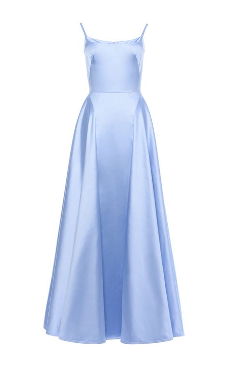 Satin Long Evening Dress by NINA RICCI for Preorder on Moda Operandi Tulle Party Dress Long, Moda Operandi Gown, Blue Evening Dress, Sky Blue Dress, Ac New Leaf, Blue Evening Gowns, Gown Blue, Blue Ball Gowns, Long Blue Dress