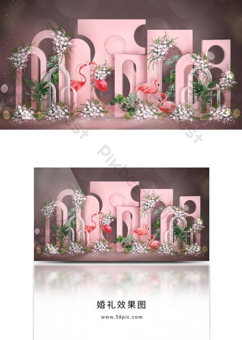 Flamingo Wedding Decor, Flamingo Wedding, Flamingo Theme, Wedding Planning Decor, Yellow Balloons, Wedding Petals, Wedding Stage, Graphic Design Templates, Wedding Theme