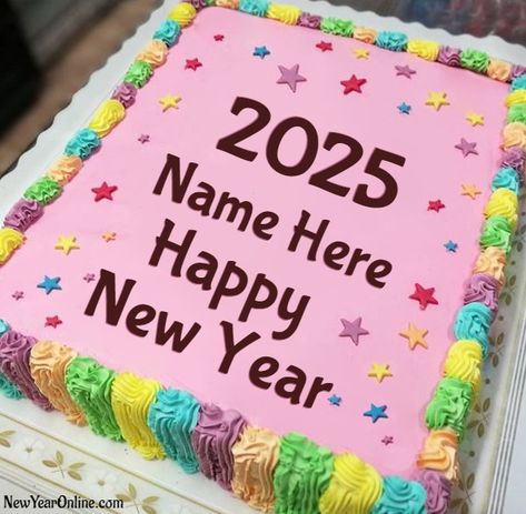 This 2025 new year you can make your Happy New Year greetings memorable with our free Happy New Year cake with name online. Download it and send it. New Year2025, New Year Cake Designs, Happy New Year Cake, 2025 Images, New Year Cake, Cake With Name, Cake Designs Images, New Year's Cake, Cake Name