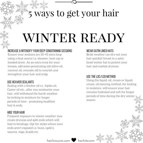 Hairlicious Inc.: 5 Ways To Get Your Hair Winter Ready - Winterize Your Hair Regimen Winter Hair Care, Hair Winter, Natural Hair Conditioner, Hair Care Remedies, Natural Hair Regimen, Hair Care Growth, Hair Care Oil, Hair Care Regimen, Healthy Hair Care