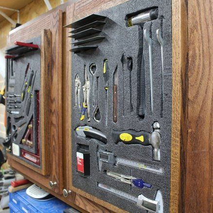 Kaizen Foam Cabinet Doors! (VIDEO) Tool Box Foam, Wrench Storage, Kaizen Foam, Workshop Cabinets, Tool Cabinets, Garage Tool Organization, Garage Organization Diy, Tool Box Organization, Old Cabinets