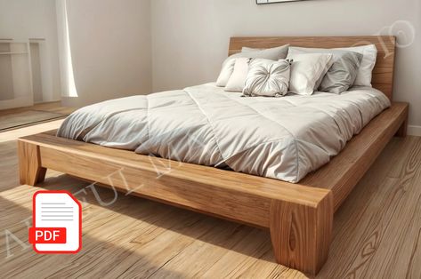 Wooden Beds Modern, Platform Bed Plans, Diy Sofa Table, Diy Platform Bed, Modern Platform Bed, Wooden Platform Bed, Wooden Pallet Projects, Expensive Furniture, Queen Mattress Size