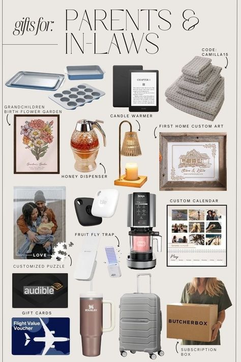 I love sourcing out the best holiday gift ideas for you guys to gift your loved ones and putting together these gift guides each year. This guide is for in-laws and parents! I have included ideas for everyone, including your mom, coworker, neighbor, best friend, kids, or husband. I also made sure to include gifts in every price point, and included stocking stuffer ideas as well. Tap to shop! Gift Ideas Christmas 2024, Unique Present Ideas, Group Gift Ideas Friends, Christmas Gift Box Ideas For Family, Stocking Stuffers For Parents, Wellness Gift Guide, In Laws Christmas Gift Ideas, Holiday Gift Guides, Mother In Law Christmas Gifts