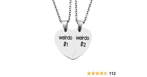 Weirdo Necklaces for 2 Best Friend Necklaces BFF Friendship Birthday Christmas Gifts Split Heart Weirdo 1 Weirdo 2 Necklaces Necklaces Amazon, Bff Christmas, Friendship Birthday, 2 Best Friends, Cute Gifts For Friends, Best Friend Necklaces, Friendship Necklaces, Friend Necklaces, Bff Gifts