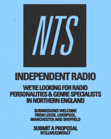 NTS Radio on Instagram: "We’re looking for new radio residents in Northern England 🔎 Submit a show proposal to become a resident at our all new Manchester studio. If you think you’ve got what it takes, whether that’s niche genre expertise or the personality for radio, drop us a line: nts.live/contact" Nts Radio, Digital Radio, Radio Personality, Northern England, Music Radio, Manifestation Board, Radio Show, 2024 Vision, What It Takes